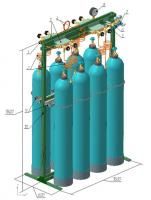 Рампа разрядная РР-01 (8к 1х8) кислородная на 8 баллонов на стойке